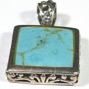 NWOT, REAL TURQUOISE SILVER PENDANT- 925 - INDIA ARTISAN